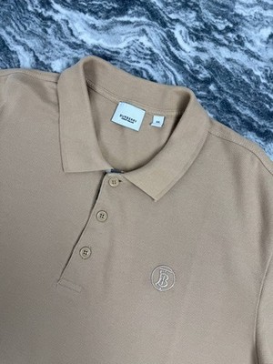 Burberry Logo-Embroidered Circle TB Polo Shirt Men SIze 2XL Beige