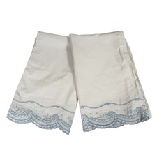 Vintage D Porthault White Blue Crochet Trim Pillowcases Standard Set Of 2