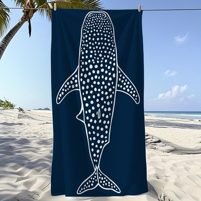 1pc Beach Towel - Whale Shark Print - 30X60Inch, Bright Colors, Lightweight Mi