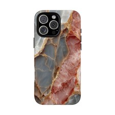 Phone Ink - Case for iPhone/Galaxy/Pixel - Gray Rose Marble Gold Veins