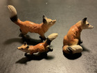 Vintage Porcelain Fox Family Figurines Set 3 Pcs  Miniature 1950's Great Cond. — photo 3