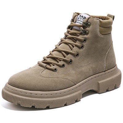 Fashion High Top Pu Leather Soft Boots Men Outdoor Walking Flats Ankle Shoes