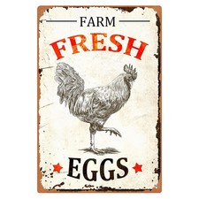 Vintage Farm Fresh Eggs Chicken Coop Tin Metal Signs Home D cor 8x12