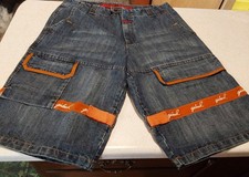 VTG Marithe Francois Girbaud CARGO Shorts 36 Orange Shuttle Tape Denim Baggy