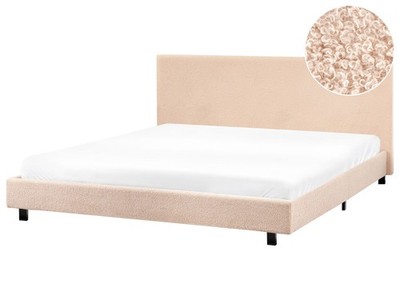 Wasserbett Stoffbezug Bouclé beige mit Zubehör Matratze 180x200 cm Albi