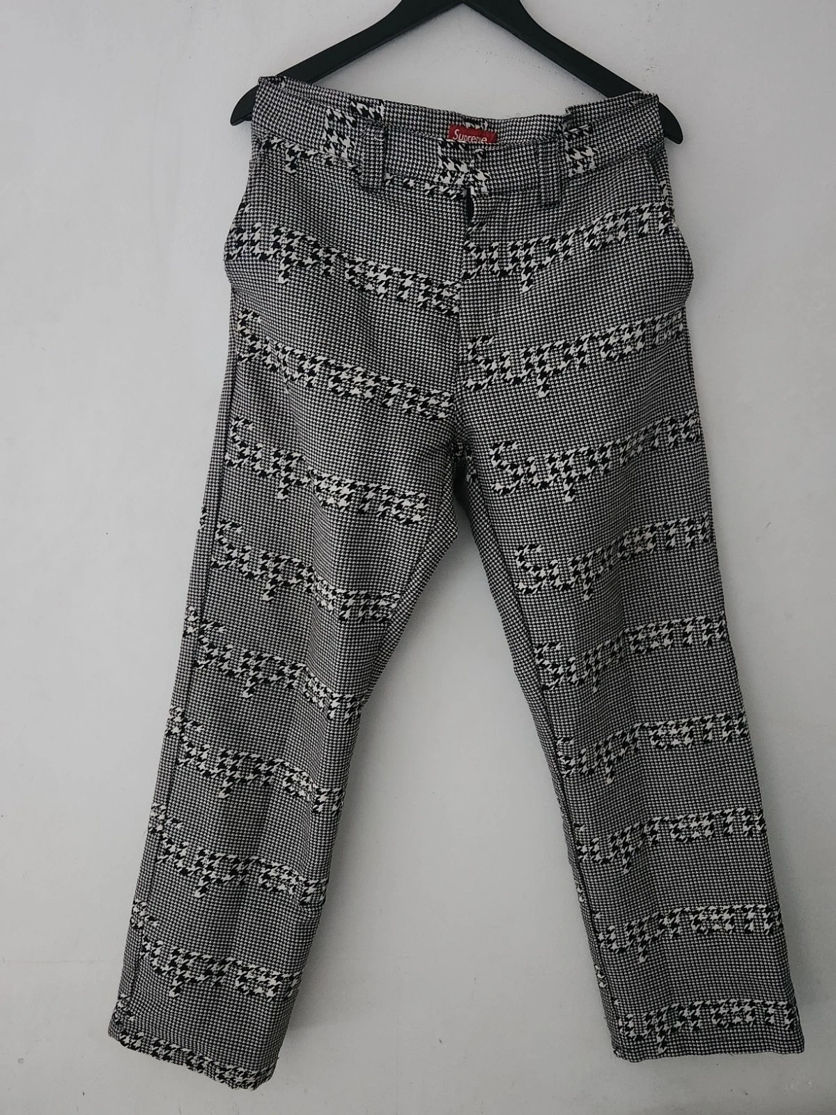 FW20 Supreme Schwarz Hundezahn Arbeit Hose Größe 32 Hose W32 L32