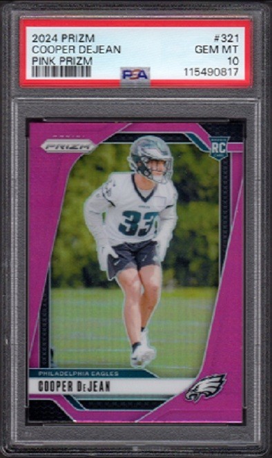 2024 Cooper DeJean Panini Prizm Football RC #321 Pink Prizm Graded PSA 10 Gem