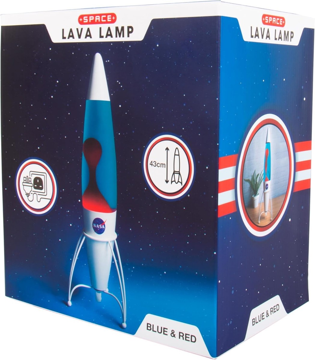 NEW Retro vtg style NASA Rocket Ship Space Lava Lamp Lite Blue/Red