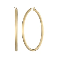 Finecraft 50 mm Polished Hoop Earrings in 14K Yellow Gold-Plated Sterling Silver