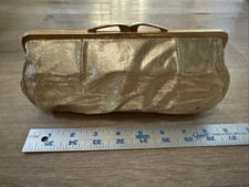 Vintage MAGID Italy Gold Lame Evening Bag Purse Kiss Closure
