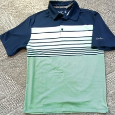 Walter Hagen 11 Majors Men's Striped Golf Polo Shirt M Navy Green White