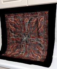Liberty Of London All Silk Scarf Blk Trim Paisley Multicolor 27 X 26" England Vt