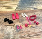 Vintage Barbie Accessory Lot Mattel Shoes Earrings Bracelet Medal Sweatband 17 p