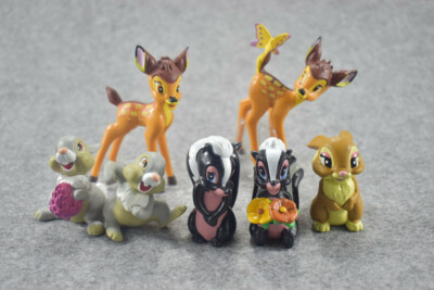 Catoon Bambi Thumper Plastic Assorted 7 pcs Figures Cake Topper Party Gift Toys
