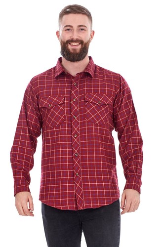 Mens Flannel Check Shirts Yarn Dyed Cotton Brushed Long Sleeve Casual Top - Picture 2 of 32
