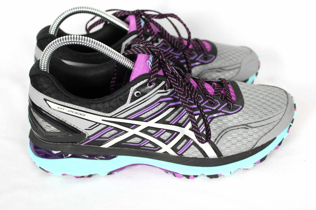 Asics Womens GTS-2000 Trail Running Sneakers Gray Silver Purple