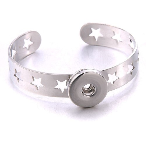 Bracciale donna a scatto misura 18 mm bottoni a pressione braccialetto stella charms argento gioielli donna - Foto 11 di 24