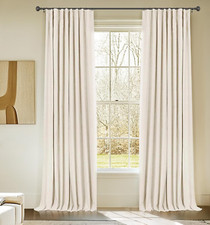 Linen Blackout Curtains 84" Long, Thermal Insulated, 2 Panels - Cream