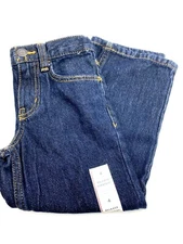 Girls jeans bottoms Size 4 relaxed straight adjustable waist children Blue