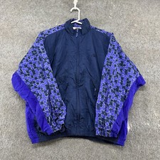 VINTAGE Nike Jacket Womens M Purple Blue Windbreaker Geometric Dot Swoosh 90s