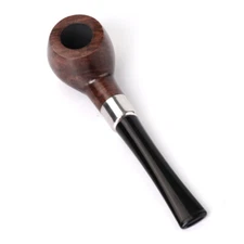 Smooth Tobacco Pipe Handmade Tobacco Smoking Pipe Straight Stem With Silver Band