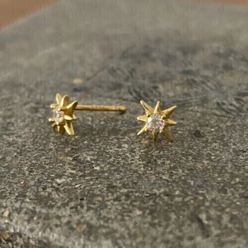 0.50Ct Round Cut Natural Diamond Women's Star Stud Earrings in 14K Yellow Gold - Image 2 of 4