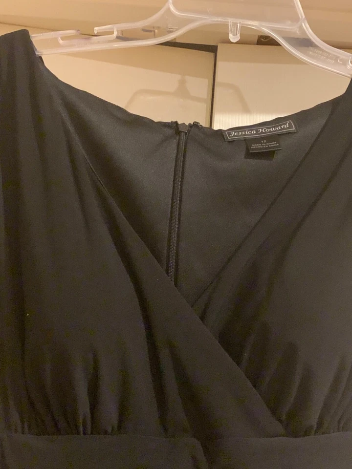 Precioso Jessica Howard Mujer Vestido de Noche Color Negro y Gris Talla 12” Foto 3 de 4