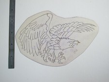 vtg 1960s 1970s Tattoo Flash acetate stencil Eagle Landing Attacking signed EA