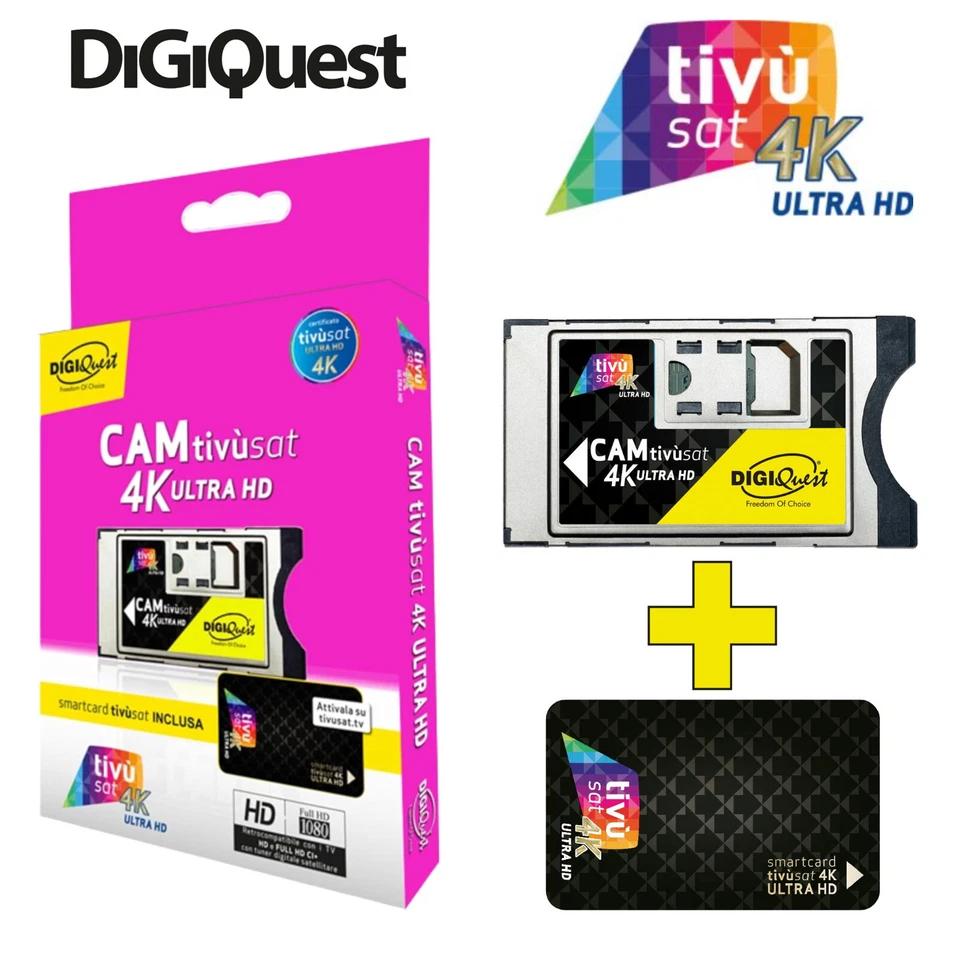 Digiquest TivùSat 4K ULTRA HD CAM + voraktivierte Karte für italienisches Fernsehen