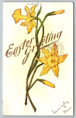 1907  Easter  Greeting  Embossed  Postcard