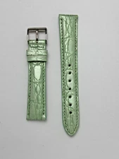 18mm Sea Foam Green Genuine Crocodile Embossed Leather Watch Band - USA
