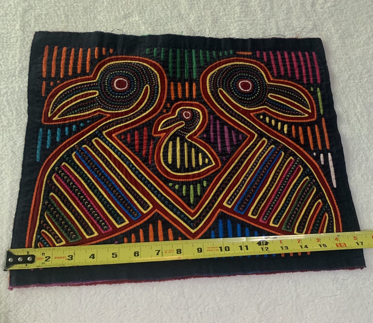 Guna Yala Hand Sewn Mola Art San Blas -13 ½” X 17” Two Birds