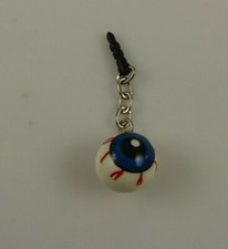 Halloween spooky eye ball eyeball cell phone charm purse strap bling blue