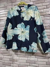 Y2K Victor Costa Occasion Womens L Beaded Floral Blue Zip Jacket soft shell VTG