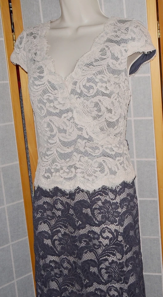 Adrianna Papell Ivory&Silver Gray Lace Mother of the Bride Wedding~Dress Sz. 6 - Image 4 of 4