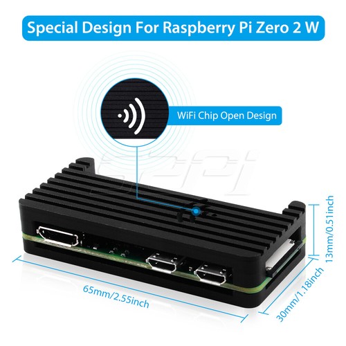 Raspberry Pi Zero 2 W Aluminum Enclosure CNC Armored Shell Case with Power - Picture 8 of 14