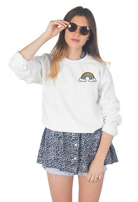 Regenbogen Taschen Pullover Oberteil Pulli Sweatshirt Mode Sommer süß Blogger Grunge