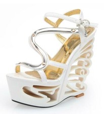 Women's Hollow Out Wedge High Heel Platform Peep Toe Party Party Sandal Shoes