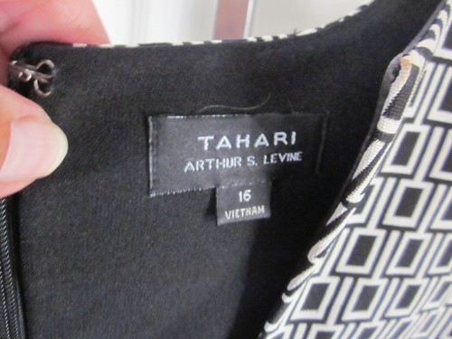 Arthur S. Levin for Tahari Black and White Sheath Dress Size 16 - Picture 4 of 4
