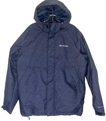 Columbia Omni Tech Hooded Full Zip Jacket Men's Size Large Blue