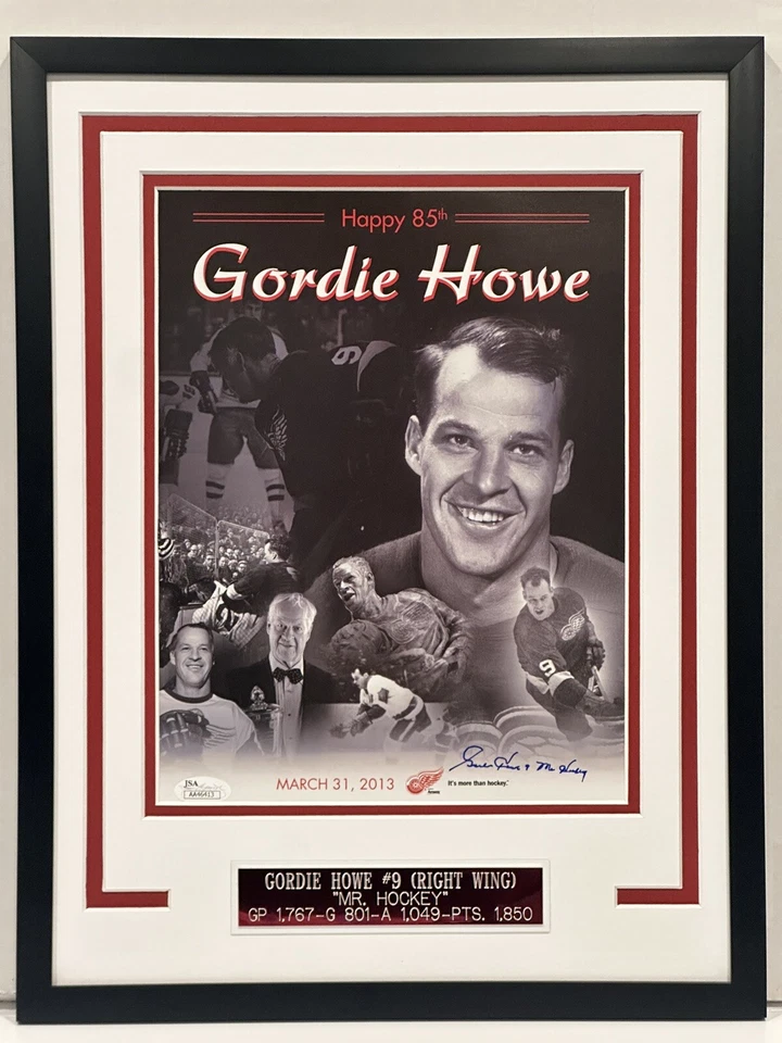 JSA Gordie Howe signed 8 x 10 Photo w/Inscr "9 Mr. Hockey" Framed+nameplate,cert - Image 4 of 4
