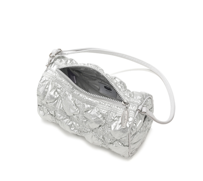 CARLYN] KIRA Mini Bag - Silver / Quilted Tote & Crossbody