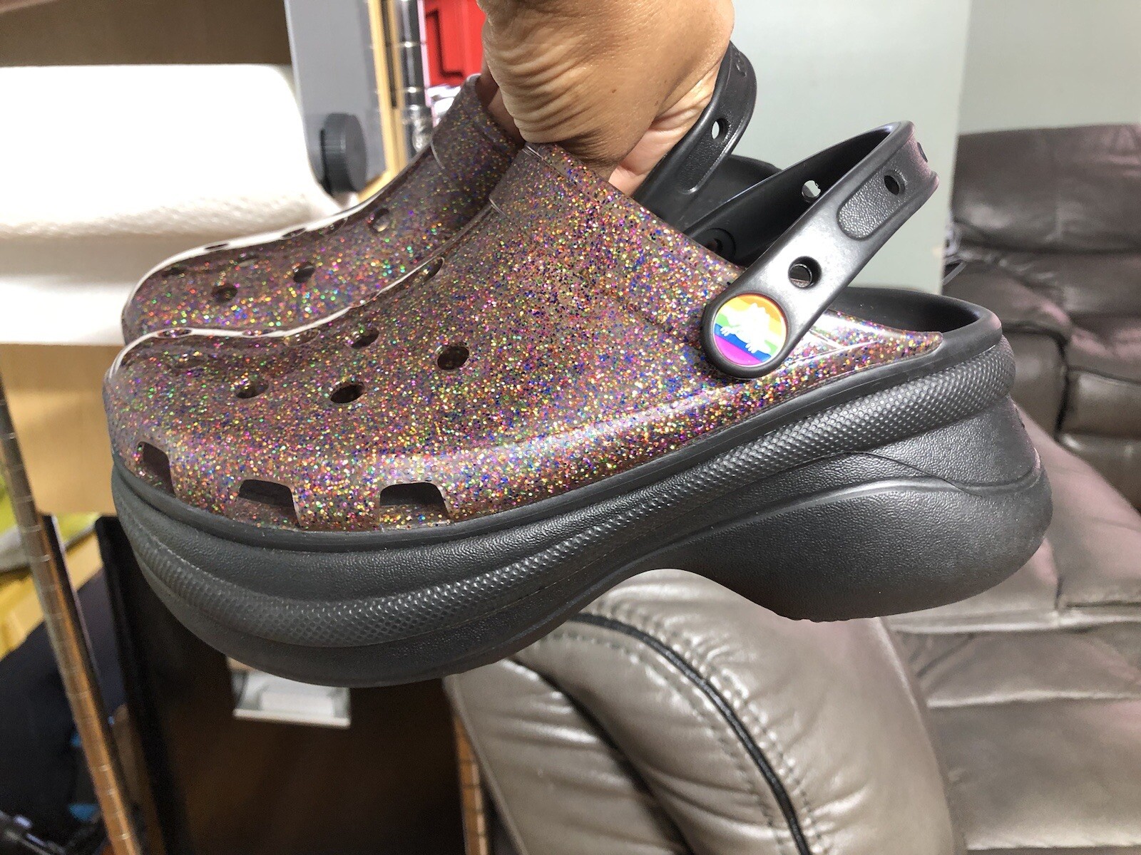 Crocs Classic Translucent Glitter Bae Platform Clogs … Gem