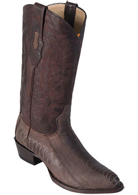 LOS ALTOS MEN R-TOE GREASY BROWN GENUINE OSTRICH LEG WESTERN COWBOY BOOT D
