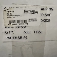 Install Bay PPH83 1" #8x3 Phillips Pan Head -500 Per Box