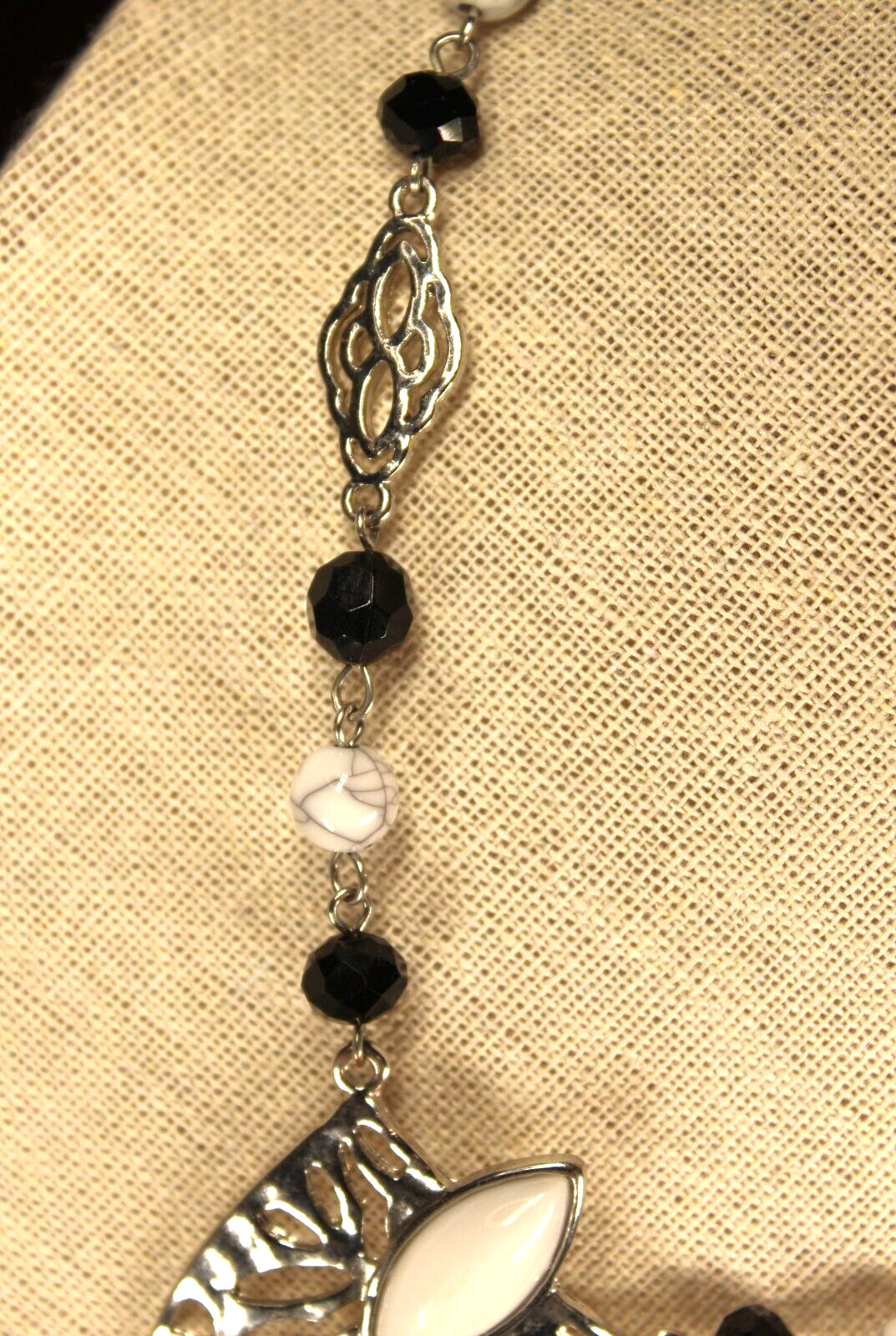 c1946 Jewelry Necklace Statement Silver Tone Long… - image 3