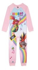 Trolls Girls 1pc Zip Up Pajamas Size 6/6X NWT