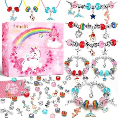 DISNEY Lenski Einhorn Geschenke für Mädchen, Schmuck Basteln Mädchen Bastelset Kinder