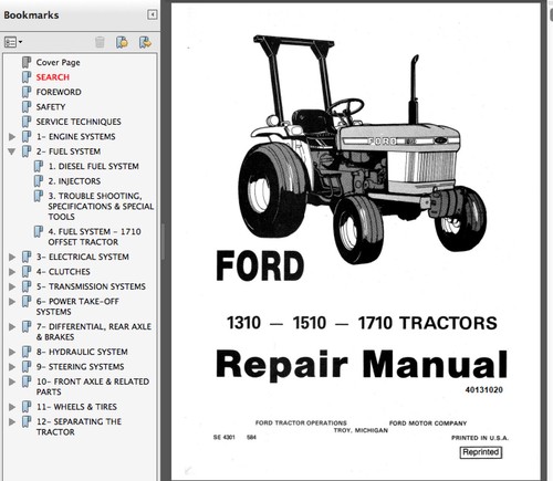 Ford 1710 Tractor Service, Shop, Parts, Operator Manual -4- Manuals - USB or DL - Picture 2 of 22