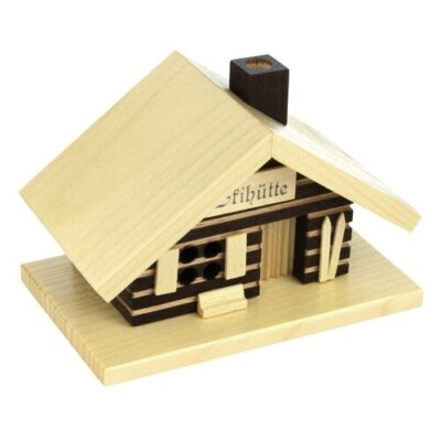 Handcrafted Wooden Miniature Ski Hut Cabin German Incense Smoker